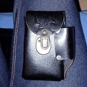 Genuine leather cigarette case with lighter slot